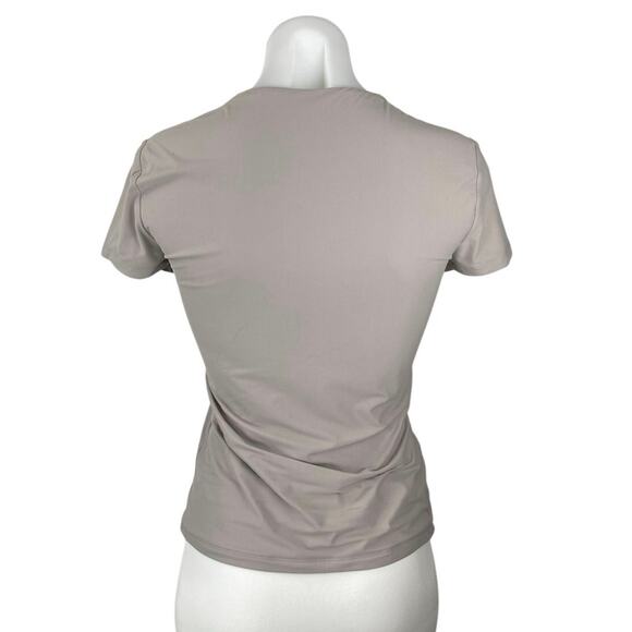 Abercrombie & Fitch Beige Tan Crewneck Short Sleeve Slim Tee T-shirt Top Size M - Picture 3 of 5